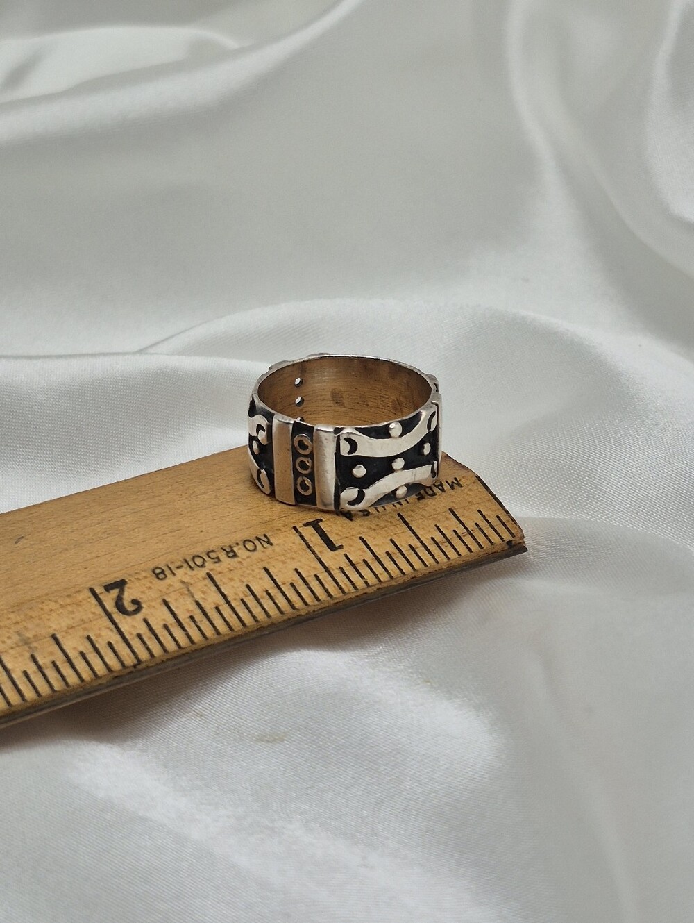 TAXCO MEXICO Men ? Sterling Silver EAGLE 3 "CHH" Wide Band Ring Size 10 Band - Picture 4 of 7